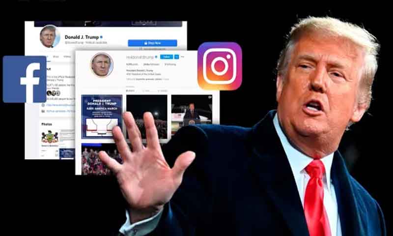 صدر ٹرمپ کے انسٹاگرام اور فیس بک اکاؤنٹس بلاک رکھنے کا فیصلہ  